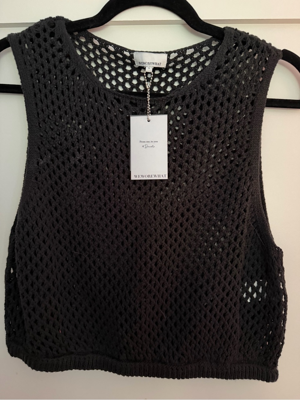 WeWoreWhat Black Crochet Knit Tank